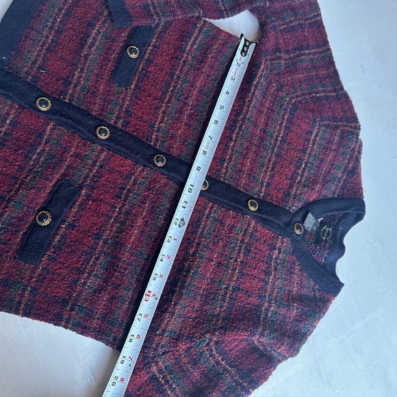 Vintage Designer Studios Original Burgundy Plaid Cardigan - Picture 5 of 5